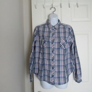Old Navy Long Sleeve Button Down Gray/Blue Size L
